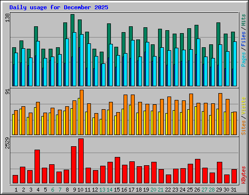 Daily usage for December 2025
