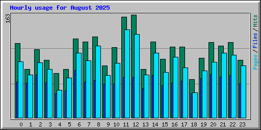 Hourly usage for August 2025